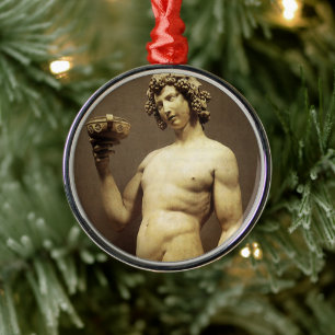 Vintage Renaissance Statue Bacchus by Michelangelo Metal Tree Decoration