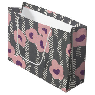 Vintage René Crevel French Art Deco Pink Floral Large Gift Bag