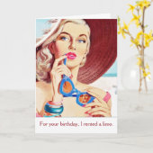 Vintage - Rented a Limo for Your Birthday, Card (Yellow Flower)