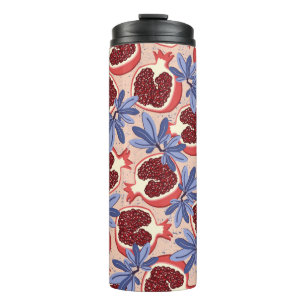vintage repeating texture with stylized pomegranat thermal tumbler