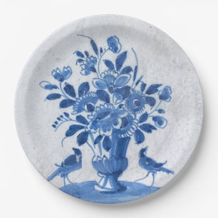 Vintage Replica French Country Chic Blue Delft Pap Paper Plate