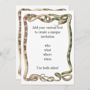 Vintage Reptiles, Entwined Snakes or Vipers Border Invitation