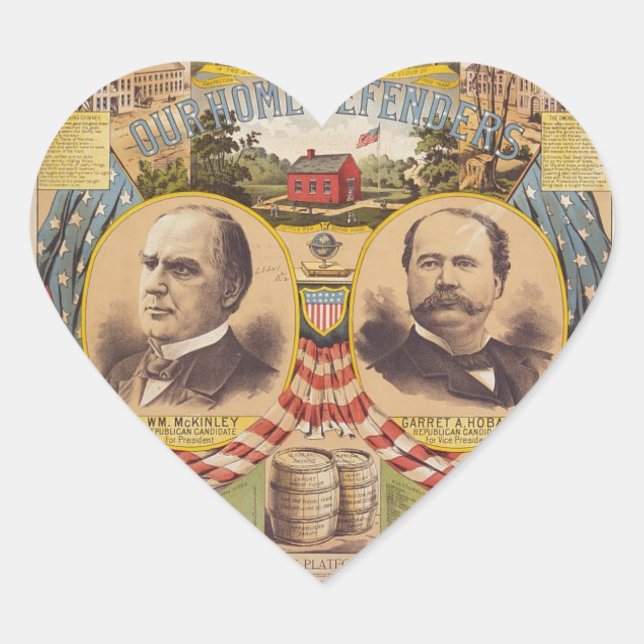 Vintage Republican Party Presidential Campaign Heart Sticker (Front)