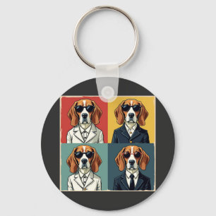 Vintage Rerto Beagle Dog 70s Style Sunglasses Key Ring