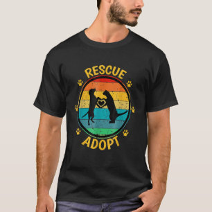 Vintage Rescue Adopt Animal Pets Dog Cat Paw Heart T-Shirt