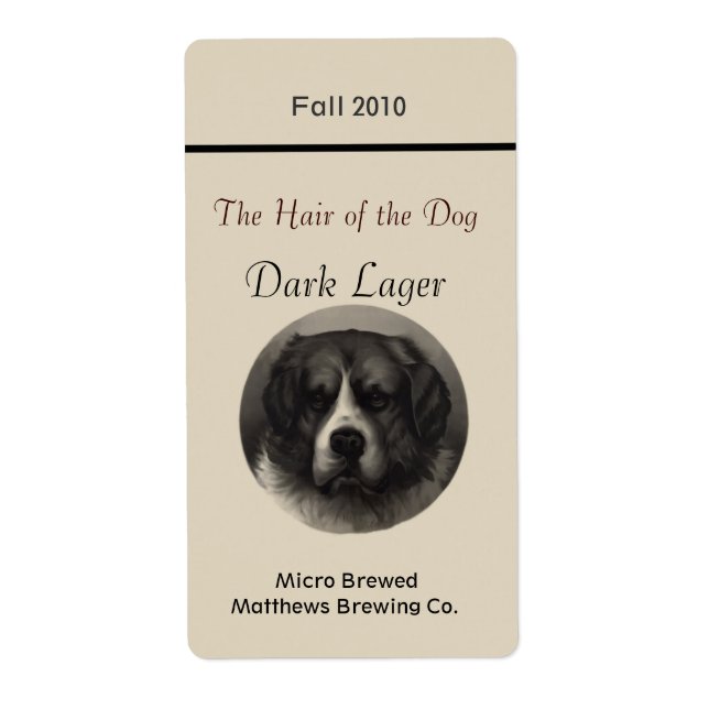 Vintage Rescue Dog Home brewed beer Labels (Front)