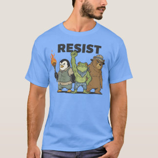 Vintage Resist Animals Frog Penguin Bear friend T-Shirt
