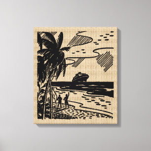 Vintage Resort Drawing on Canvas