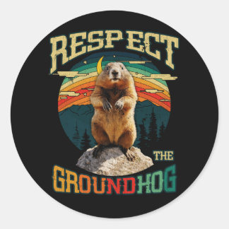 Vintage Respect the Groundhog Funny Woodchuck Grou Classic Round Sticker