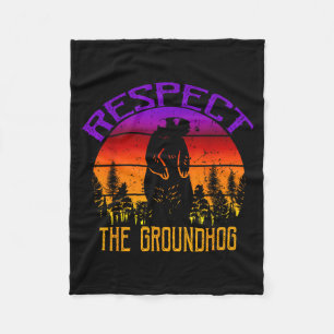 Vintage Respect The Groundhog Groundhog Day Fleece Blanket