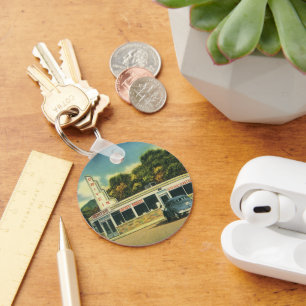 Vintage Restaurant, 50s Drive In Diner and Cars Key Ring