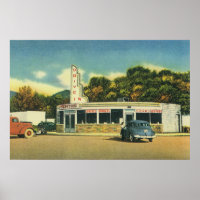 Vintage Restaurant, 50s Drive In Diner and Cars