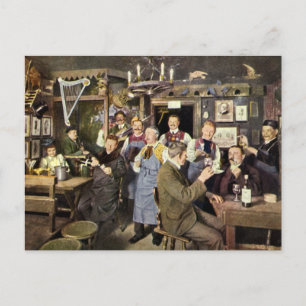 Vintage Restaurant Bar People Celebrating Party Postcard