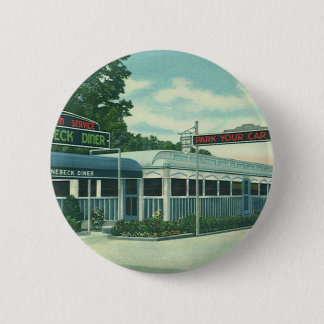 Vintage Restaurant, Retro Rhinebeck Roadside Diner 6 Cm Round Badge