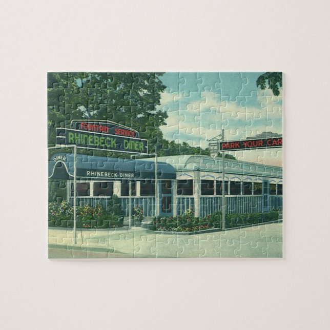 Vintage Restaurant, Retro Rhinebeck Roadside Diner Jigsaw Puzzle (Horizontal)