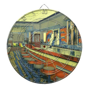 Vintage Restaurant, Retro Roadside Diner Interior Dartboard