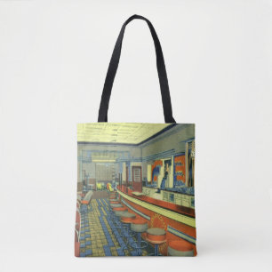 Vintage Restaurant, Retro Roadside Diner Interior Tote Bag