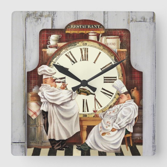 Vintage restaurant square wall clock (Front)