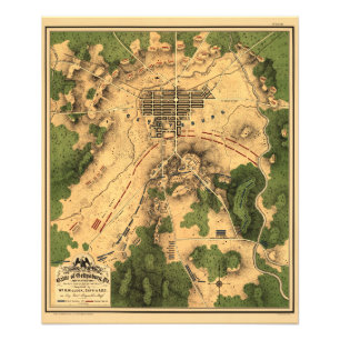 Vintage Restored Map of Battle of Gettysburg, 1863 Photo Print