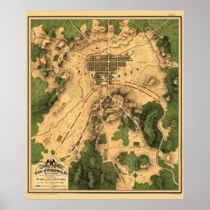 Vintage Restored Map of Battle of Gettysburg, 1863 Poster