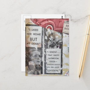 Vintage Restroom Women Mixed media collage Postcard