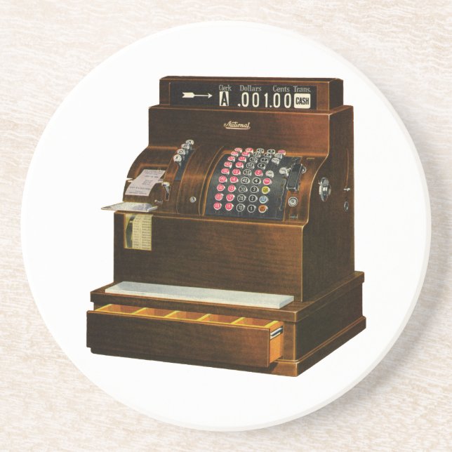 Vintage Retail Business, Antique Cash Register Coaster (Front)