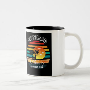 Vintage Retired Beach Vacation Two-Tone Coffee Mug
