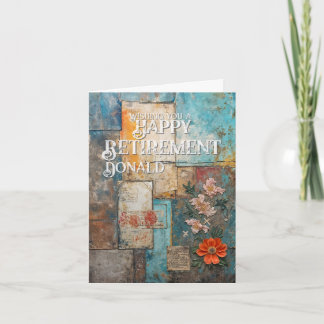 Vintage Retirement Card with Floral Collage Art