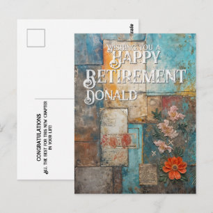 Vintage Retirement Card with Floral Collage Art