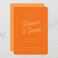 Vintage Retr Bold Orange Wave Frame Wedding 