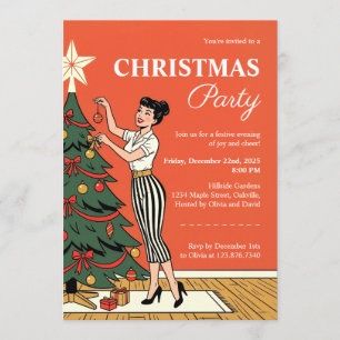 Vintage Retro 1950s Christmas Party Invitation