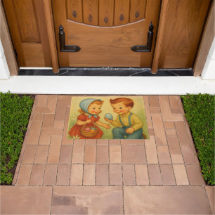 Vintage/retro 1950s Easter egg hunt Doormat