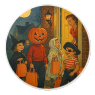 Vintage/retro 1950s trick or treating Halloween Ceramic Knob