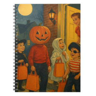 Vintage/retro 1950s trick or treating Halloween Notebook