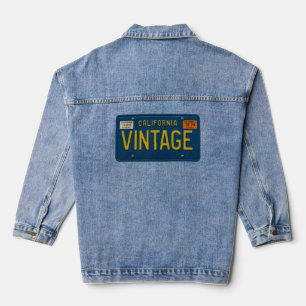 Vintage Retro 1969 California License Plate Jean Denim Jacket