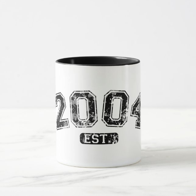 Vintage Retro 2004 Grunge Est. Established Graphic Mug (Center)