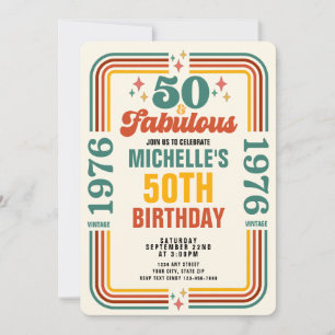 Vintage Retro 50 And Fabulous Birthday Invitation