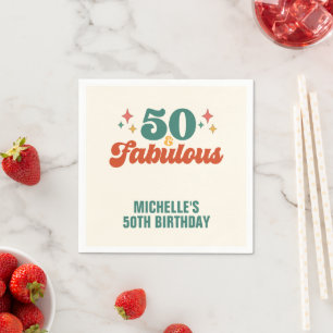 Vintage Retro 50 And Fabulous Birthday Napkin