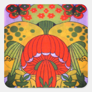 Vintage Retro 60's Hippie Mushroom Print Sticker