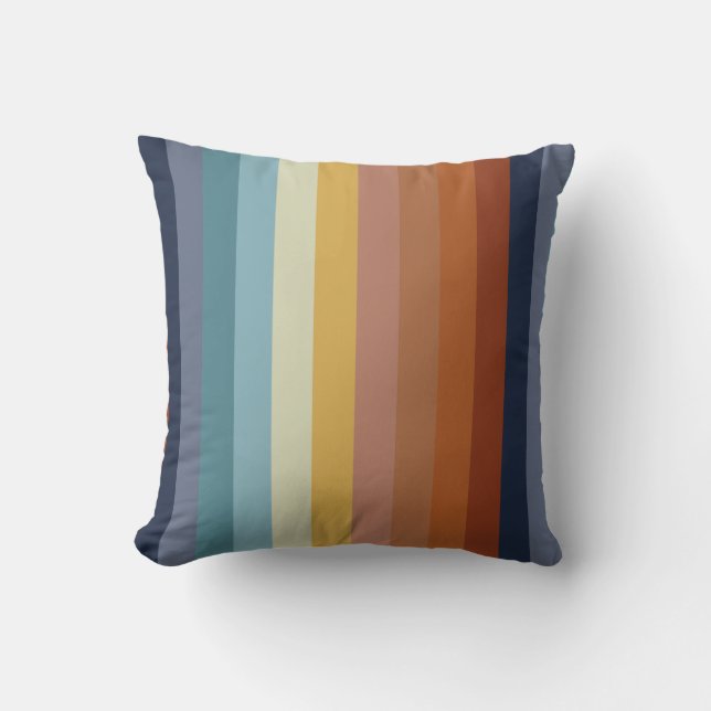 Vintage retro 70s 60s vibe stripes cushion (Front)