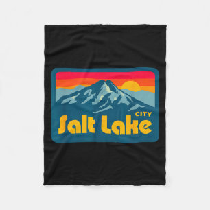 Vintage retro 70s 80s salt lake city utah mountain fleece blanket