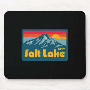 Vintage Retro 70s 80s Salt Lake City Utah Mountain Mouse Mat