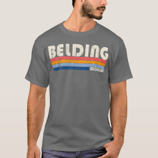 Vintage Retro 70S 80S Style Hometown Of Belding fa T-Shirt