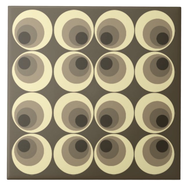 Vintage retro 70s Grey Circles Tile (Front)
