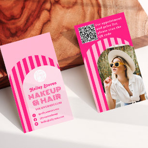 Vintage retro 70s neon pink arch photo makeup business card