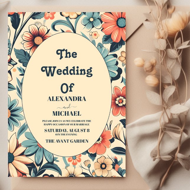 Vintage Retro 70s Wedding  Invitation (Creator Uploaded)