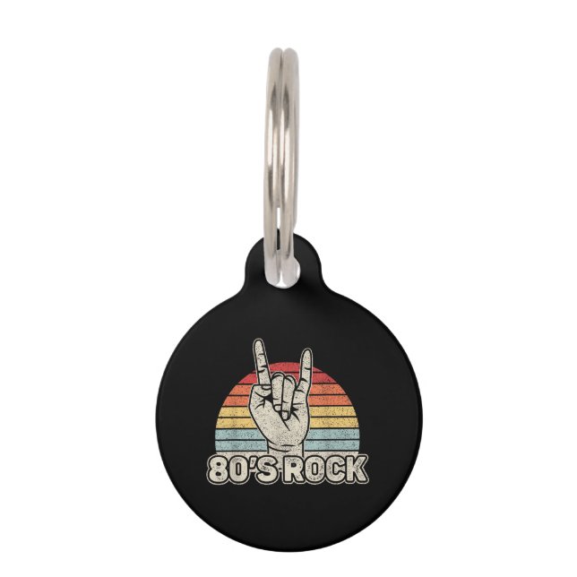 Vintage Retro 80's Rock Band Pet Tag (Front)