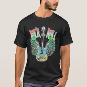 Vintage Retro 80s Rock Roll Music Electric Guitar T-Shirt