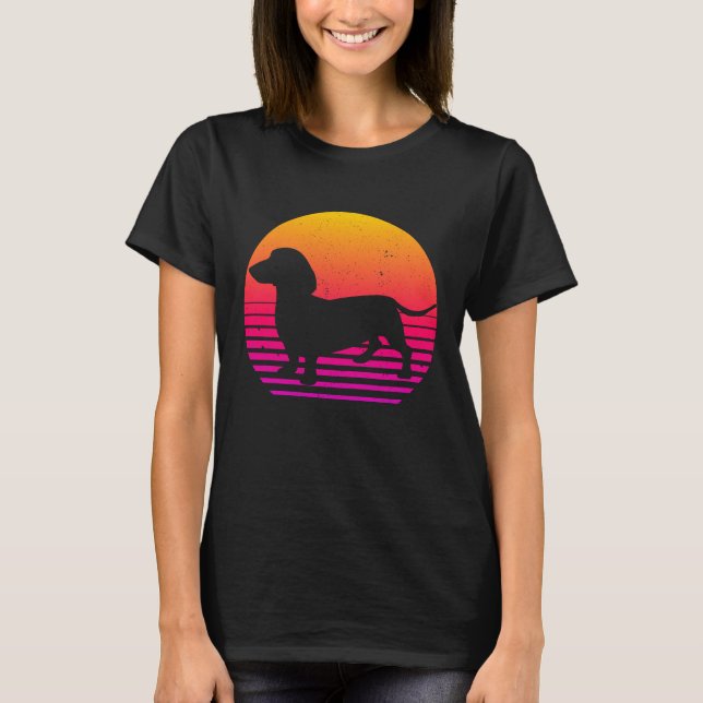 Vintage Retro 80's Style Dachshund  T-Shirt (Front)