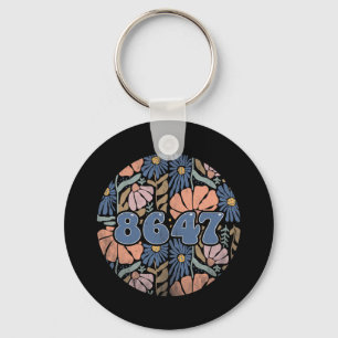 Vintage Retro 8647 Subtle Anti Trump 86 47 Floral Key Ring
